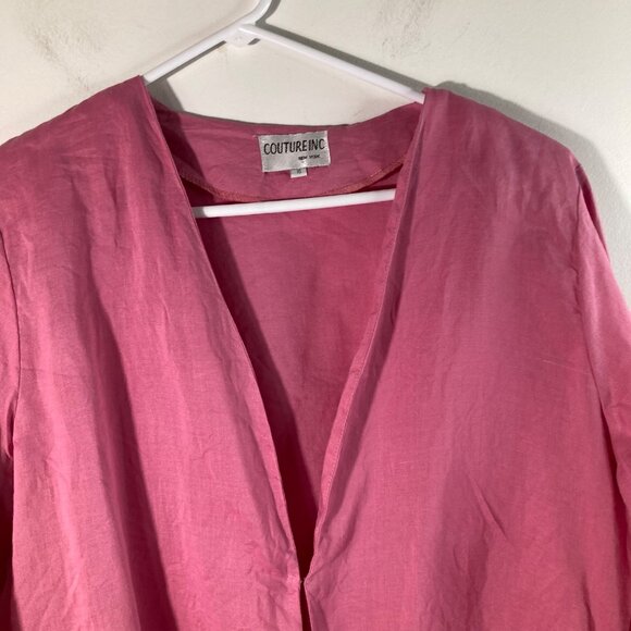 Womens Vintage Couture Inc Linen Jacket Sequined Embroidered Sleeve 16 Pink - Picture 3 of 10